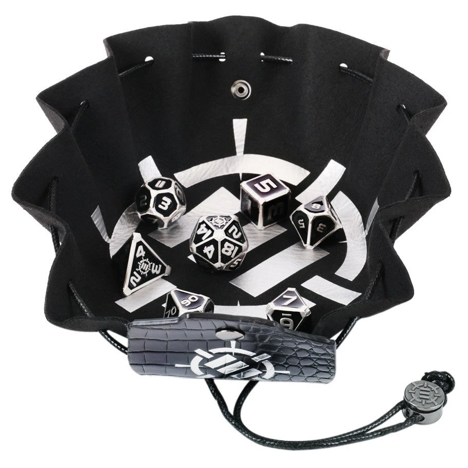 7-Set Enhance: Black Enamel Dice With Dice Pouch/Tray 2 7-Set Enhance: Black Enamel Dice With Dice Pouch/Tray - Image 2